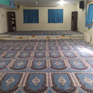 سجاده فرش نمازخانه مدرسه-طرخح ساجده آبی-سجاده فرش فاخر